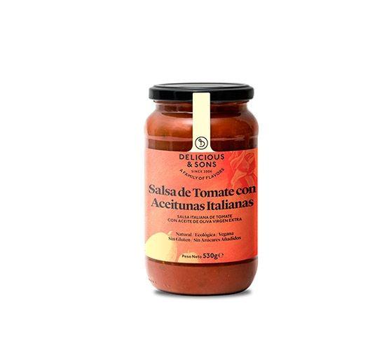 DELICIOUS & SONS Salsa de Tomate con Aceitunas Italianas Ecológica 530g