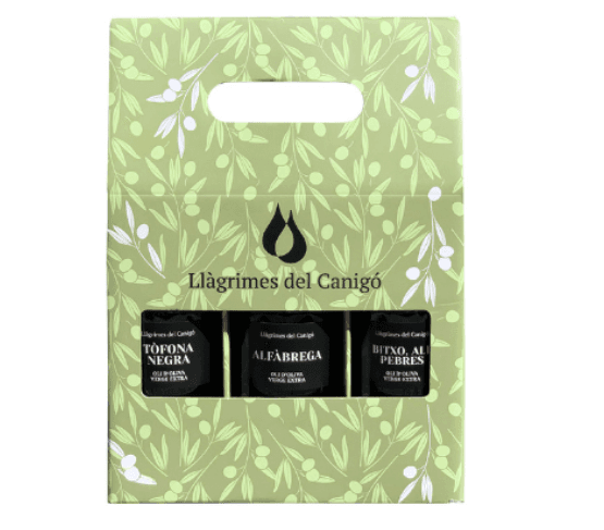 LLÀGRIMES DEL CANIGÓ Pack Especial Aceites aromatizados Trufa negra, Albahaca y Guindilla con Ajo y Pimienta